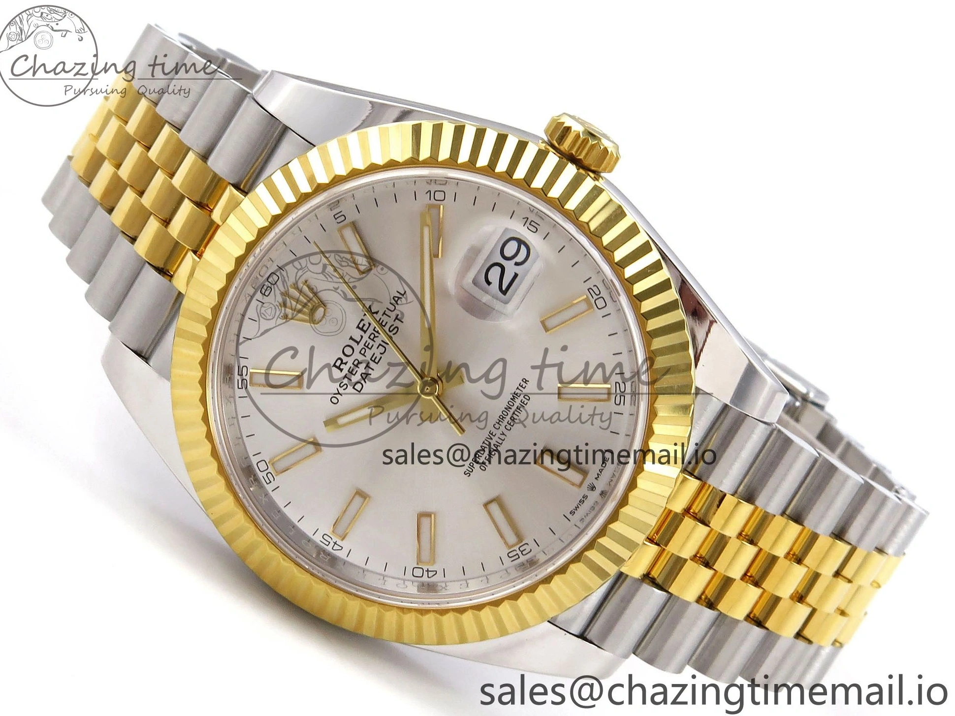 0106 DateJust 41 SS YG ARF 1:1 Best Edition 904L Steel Silver Stick Dial on Jubilee Bracelet SH3235 (Gain Weight) SoftTouch 1227